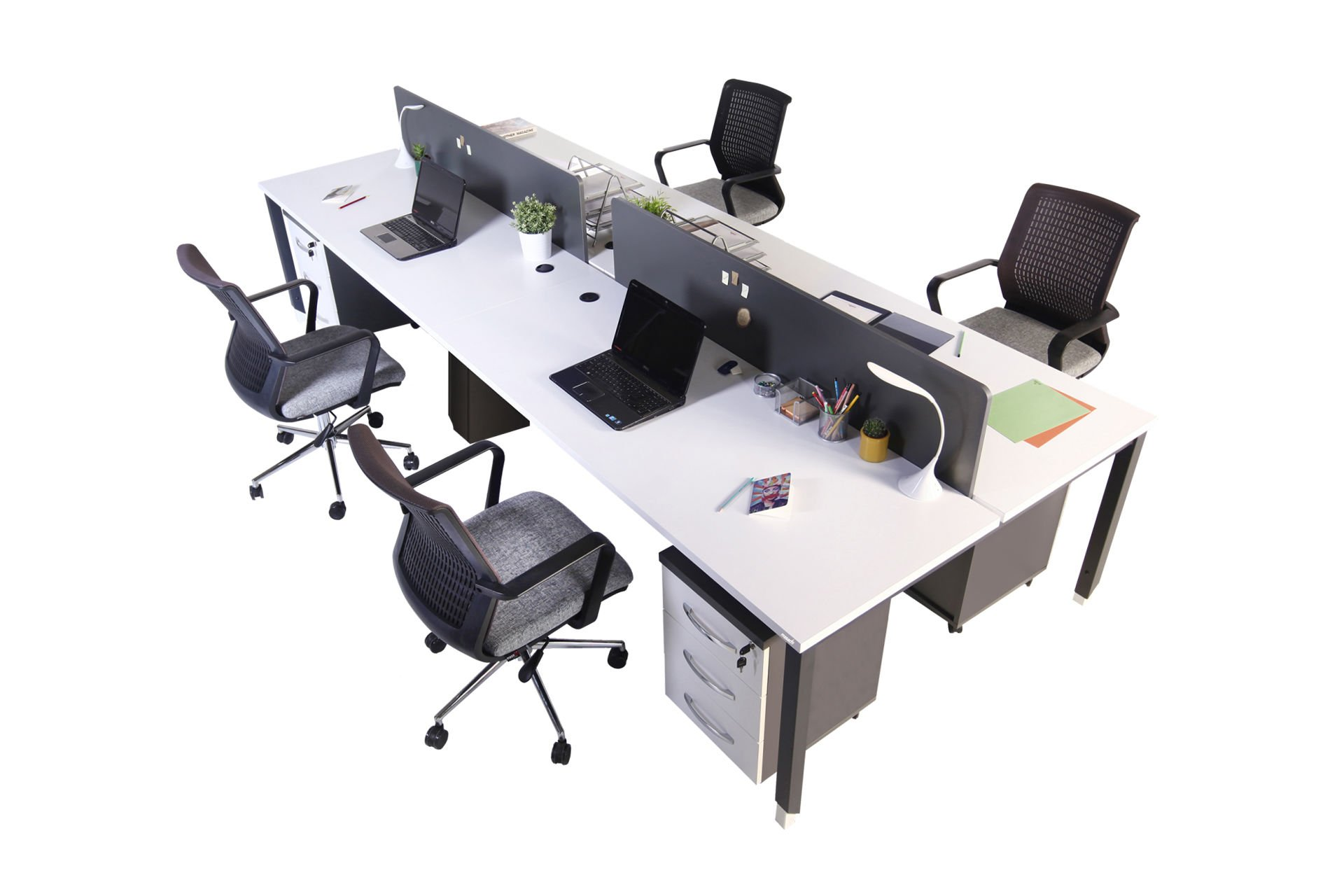 Mindy Dörtlü Workstation Melamin Seperatör 280