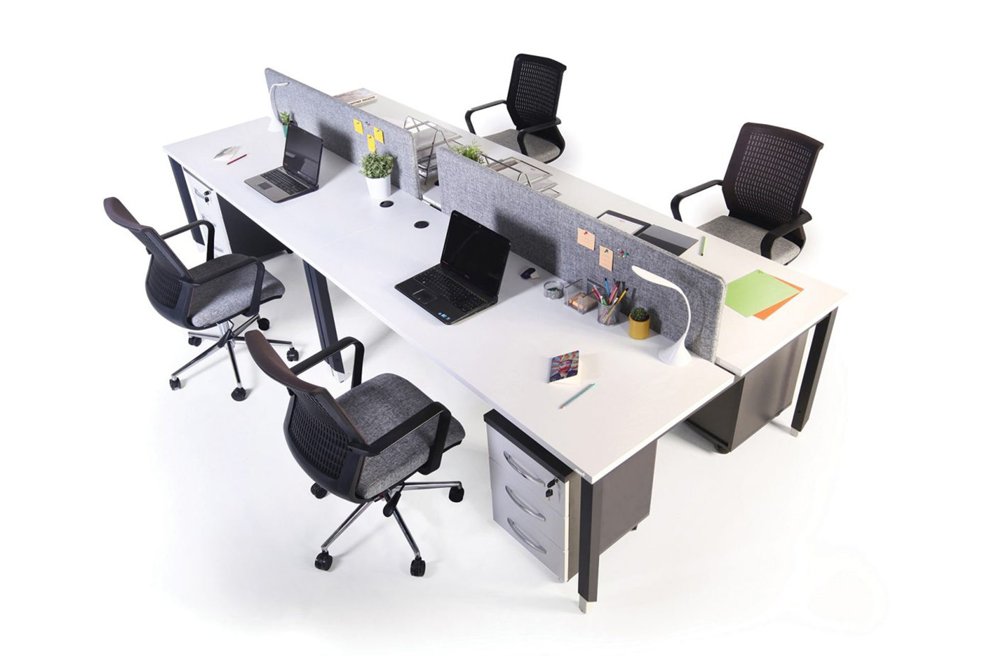 Mindy Dörtlü Workstation Kumaş Seperatör 280