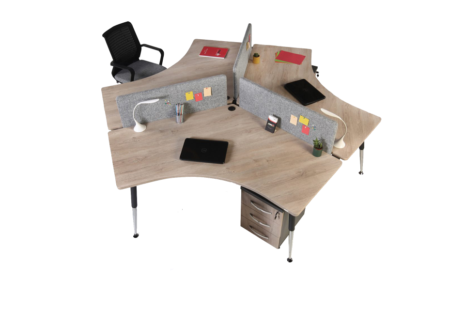 Valencia Üçlü Workstation Kumaş Seperatör
