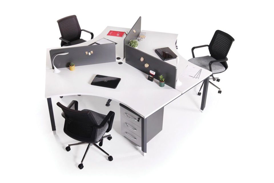 Mindy Üçlü Workstation Melamin Seperatör