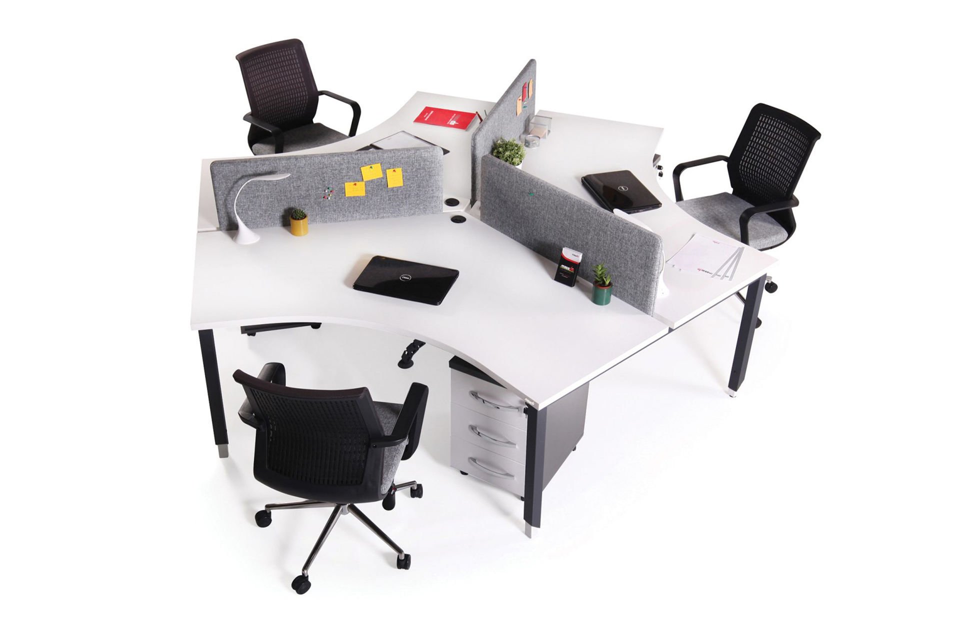 Mindy Üçlü Workstation Kumaş Seperatör