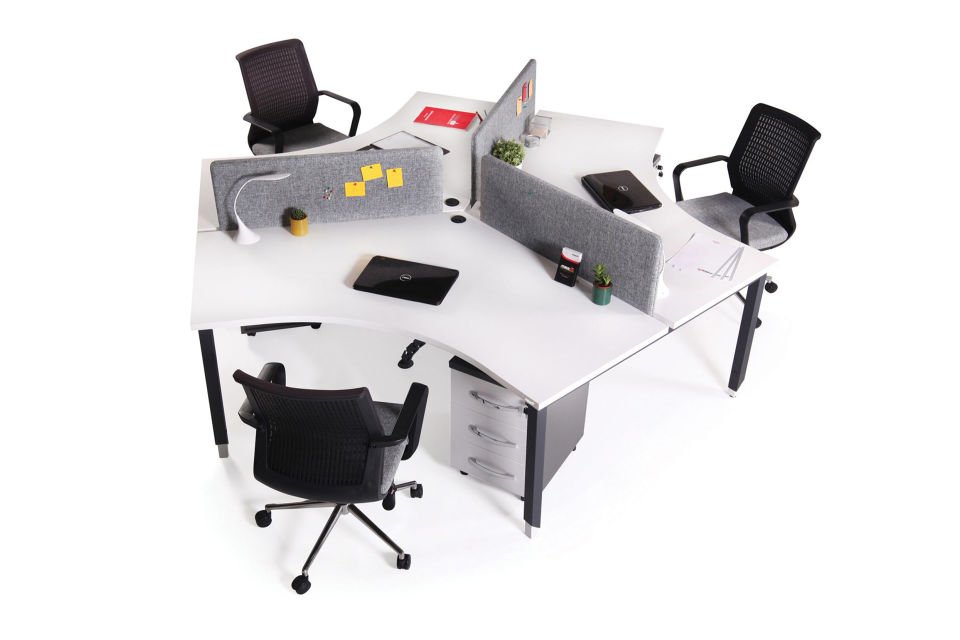 Mindy Üçlü Workstation Kumaş Seperatör